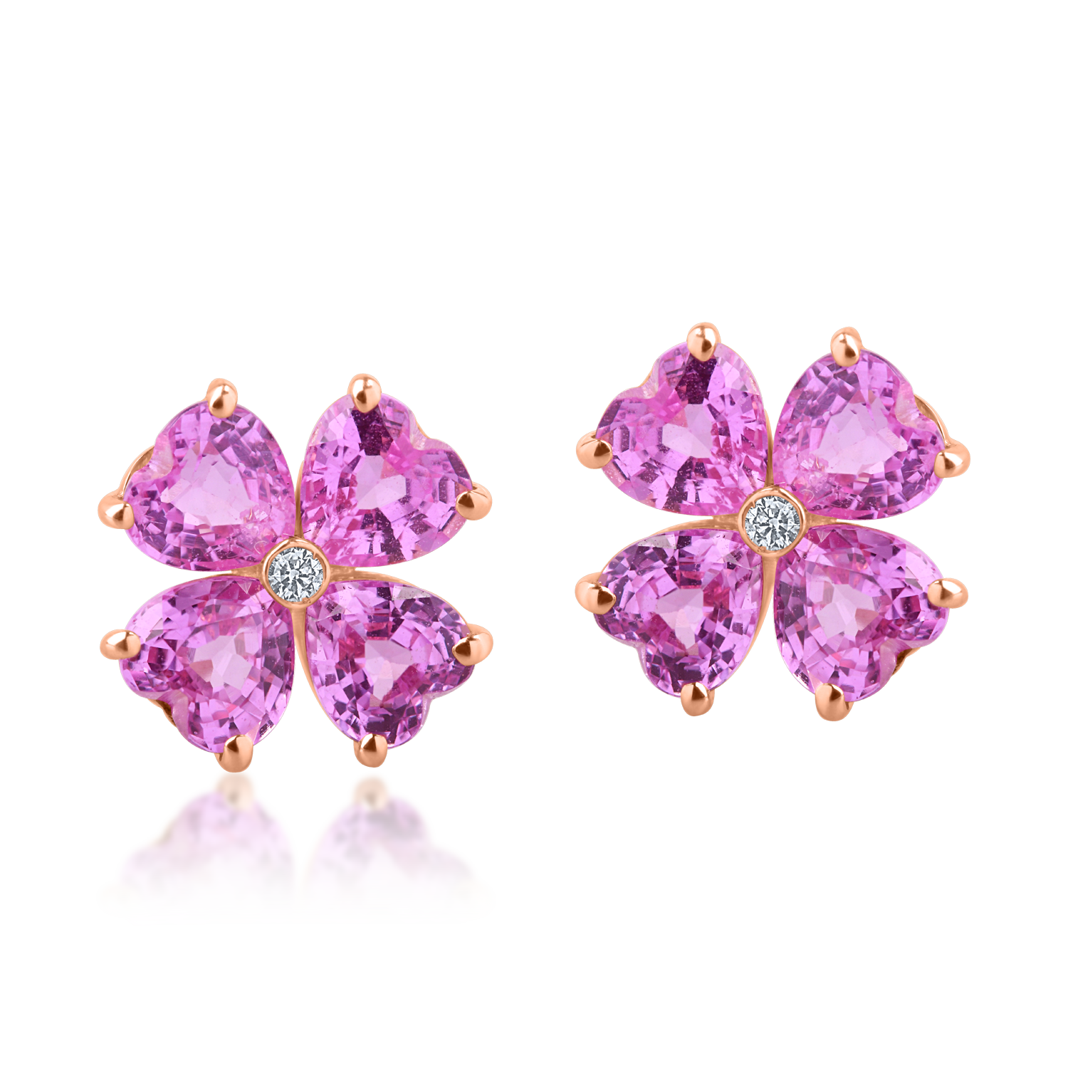 Cercei din aur roz cu safire roz de 2.68ct si diamante de 0.02ct image13